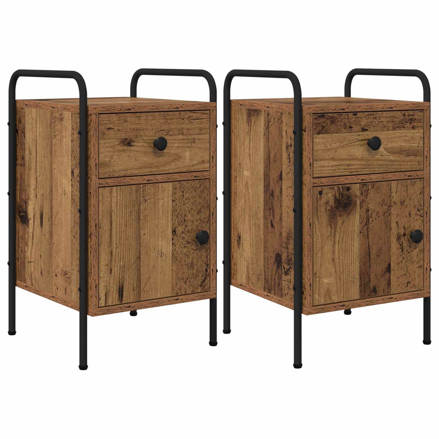 vidaXL Bedside Cabinet 2 pcs Old Wood 35 x 36.5 x 61 cm