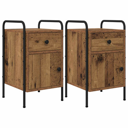 vidaXL Bedside Cabinet 2 pcs Old Wood 35 x 36.5 x 61 cm