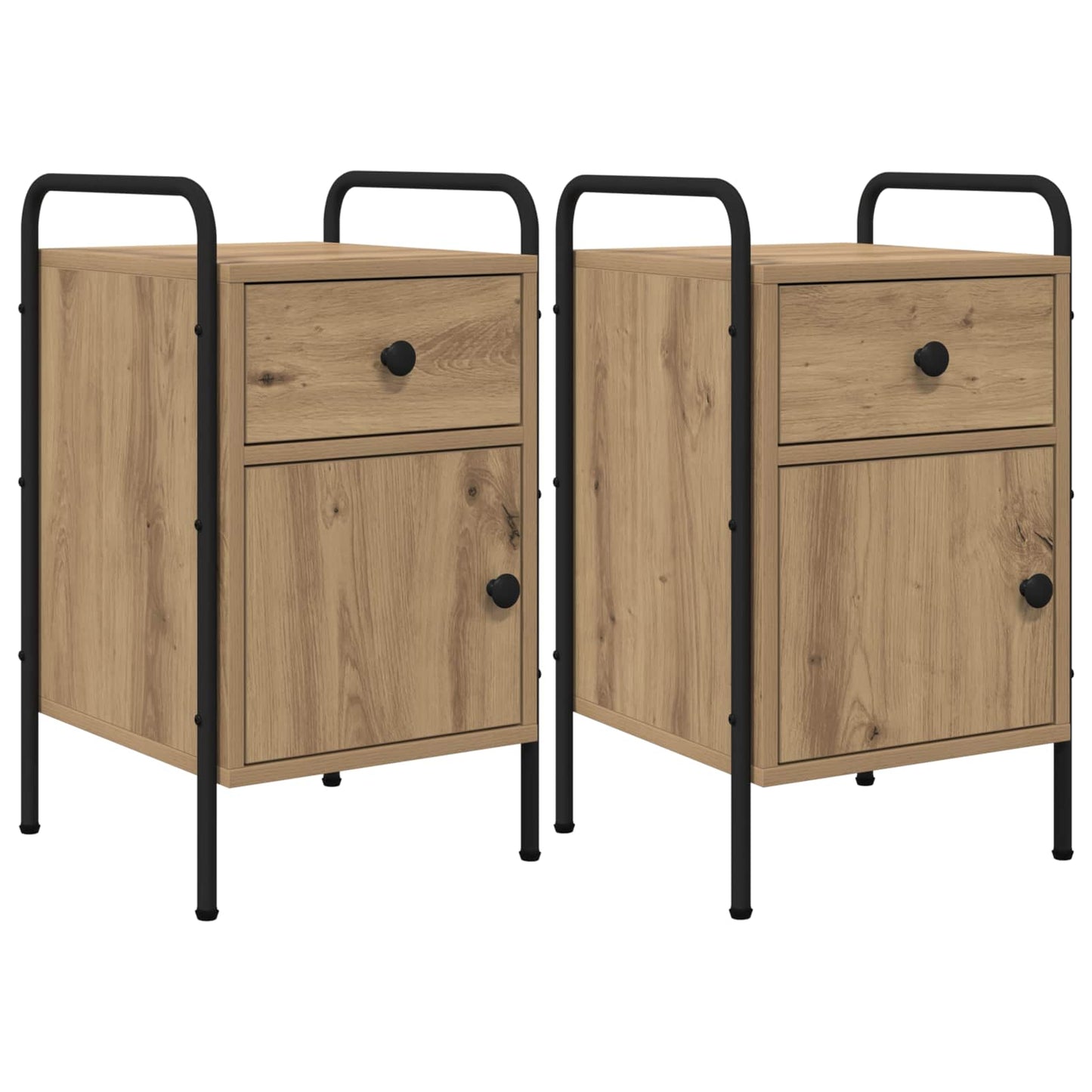 vidaXL Bedside Cabinet 2 pcs Artisan Oak 35 x 36.5 x 61 cm