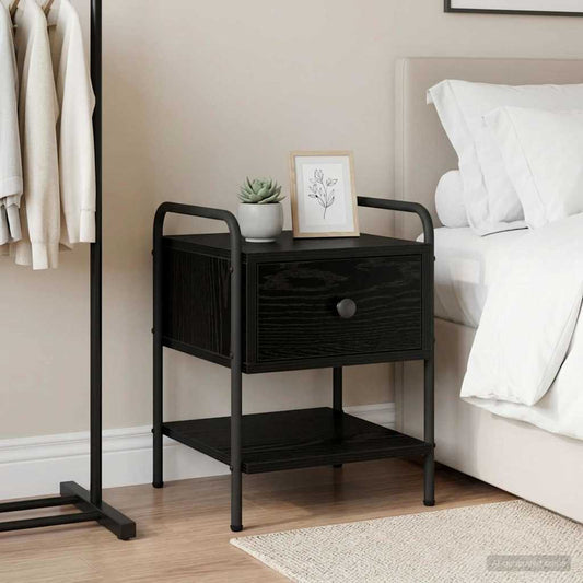 vidaXL Bedside Cabinet Black Oak 35 x 36.5 x 47 cm Engineered Wood