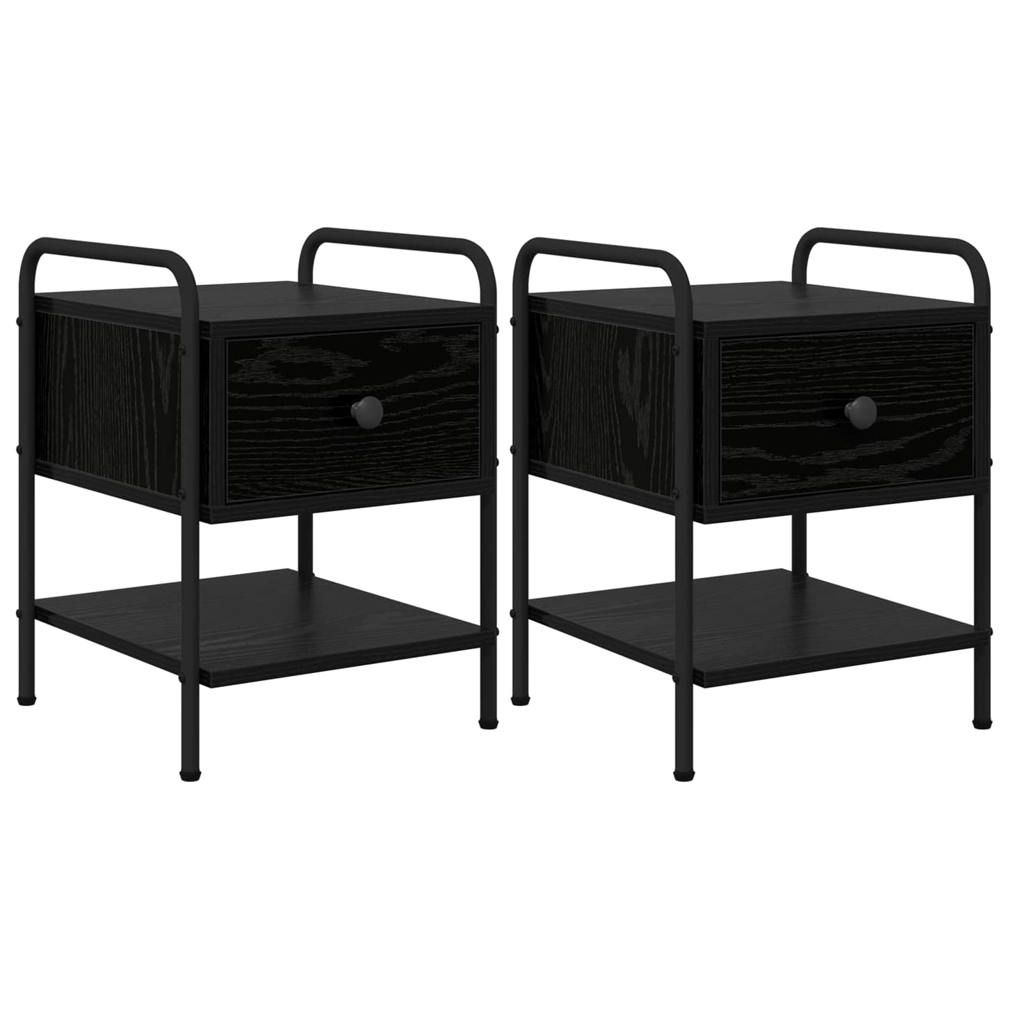 vidaXL Bedside Cabinet 2 pcs Black Oak 35 x 36.5 x 47 cm