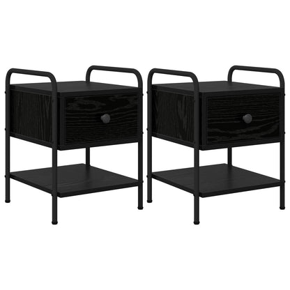 vidaXL Bedside Cabinet 2 pcs Black Oak 35 x 36.5 x 47 cm