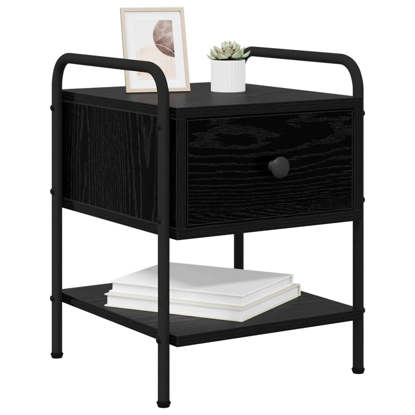vidaXL Bedside Cabinet 2 pcs Black Oak 35 x 36.5 x 47 cm