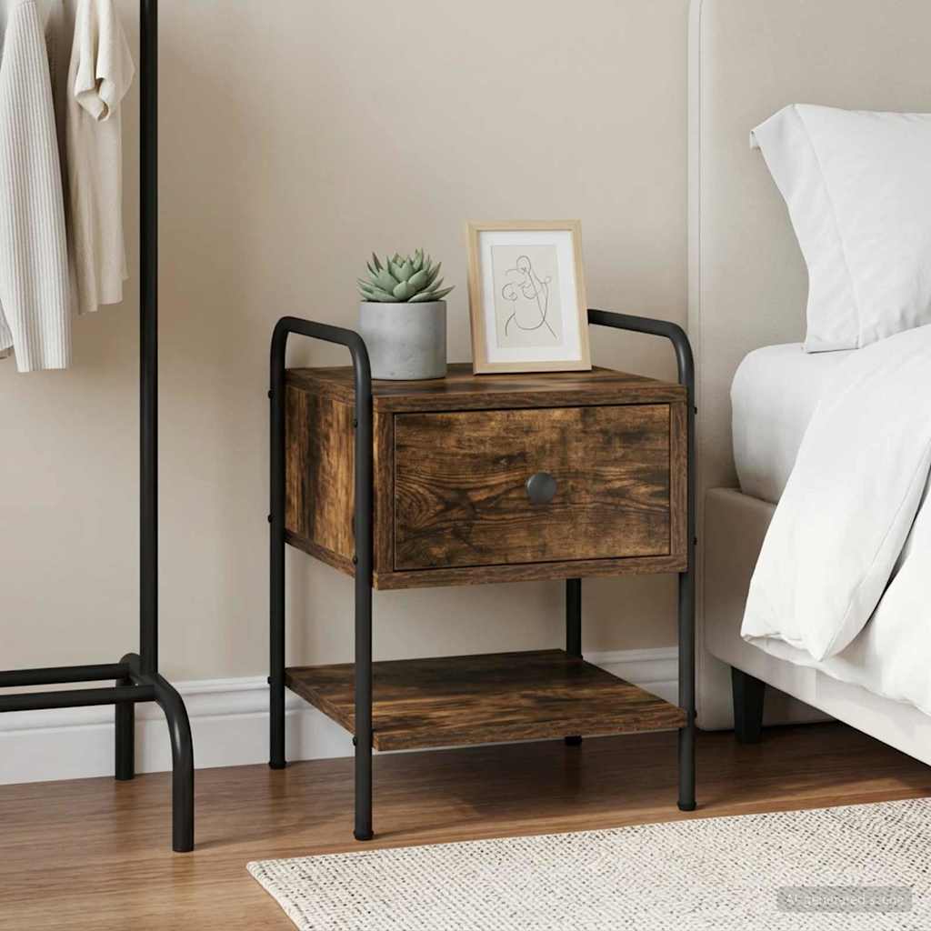 vidaXL Bedside Cabinet Smoked Oak 35 x 36.5 x 47 cm Engineered Wood