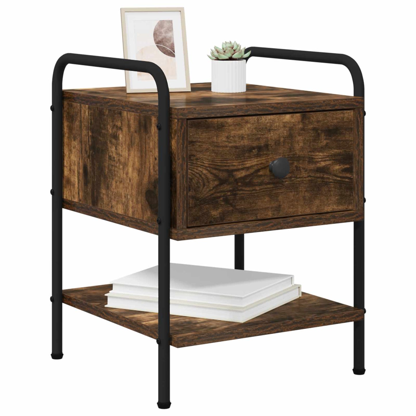 vidaXL Bedside Cabinet Smoked Oak 35 x 36.5 x 47 cm Engineered Wood