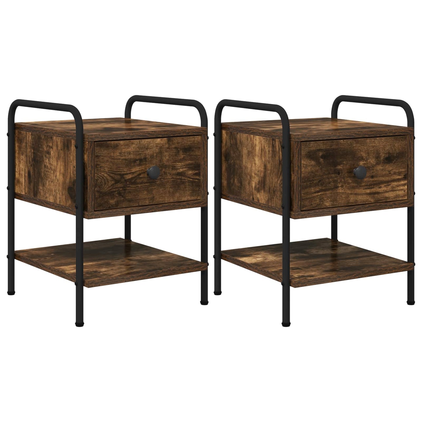 vidaXL Bedside Cabinet 2 pcs Smoked Oak 35 x 36.5 x 47 cm