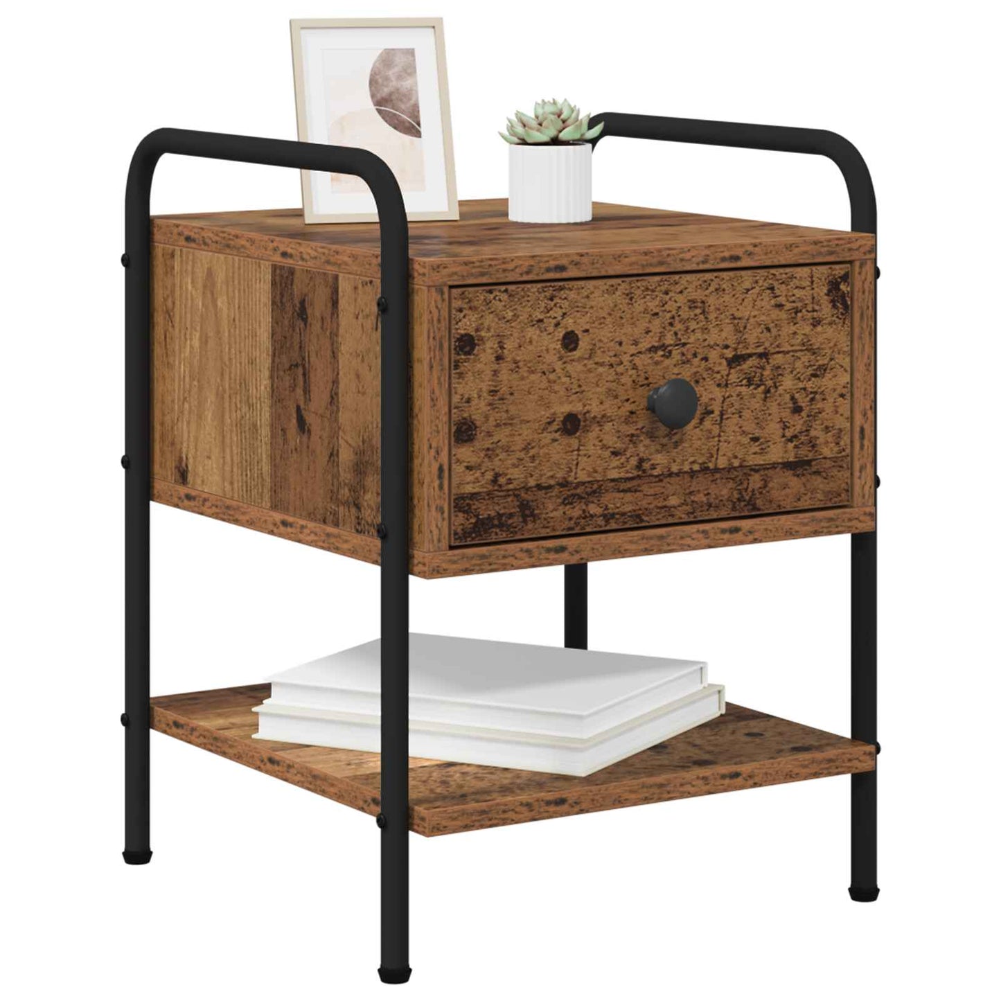 vidaXL Bedside Cabinet Old Wood 35 x 36.5 x 47 cm Engineered Wood