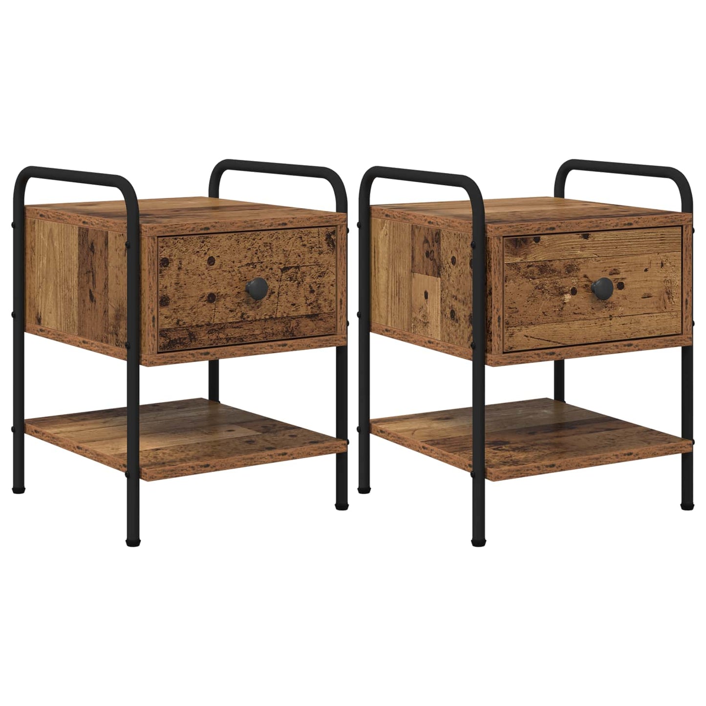 vidaXL Bedside Cabinet 2 pcs Old Wood 35 x 36.5 x 47 cm