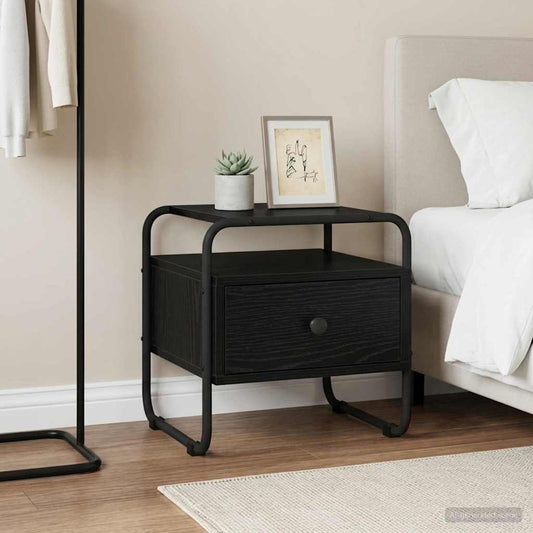 vidaXL Bedside Cabinet Black Oak 40 x 39.5 x 40 cm Engineered Wood