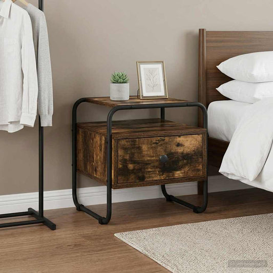 vidaXL Bedside Cabinet Smoked Oak 40 x 39.5 x 40 cm Engineered Wood