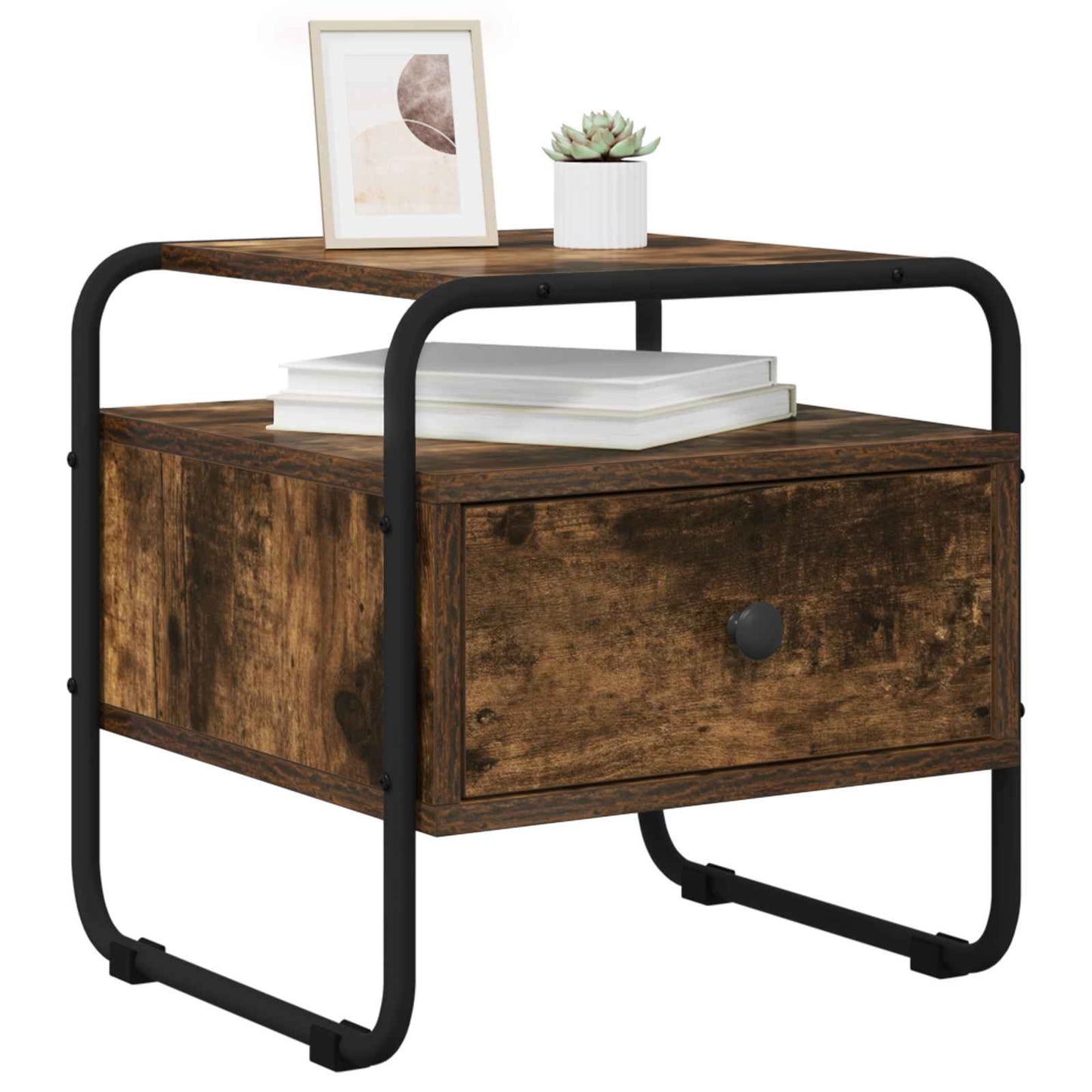 vidaXL Bedside Cabinet Smoked Oak 40 x 39.5 x 40 cm Engineered Wood