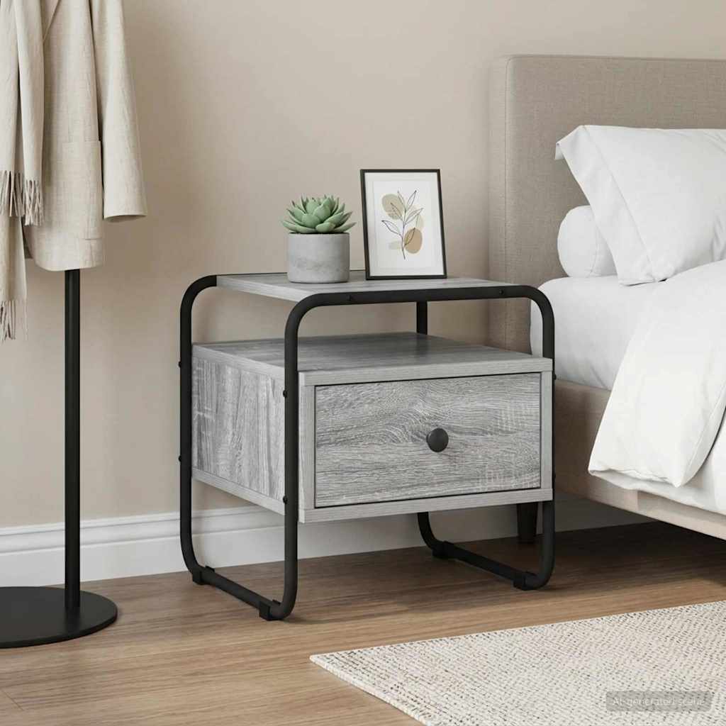 vidaXL Bedside Cabinet Grey Sonoma 40 x 39.5 x 40 cm Engineered Wood