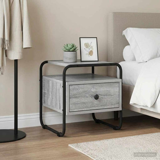 vidaXL Bedside Cabinet Grey Sonoma 40 x 39.5 x 40 cm Engineered Wood