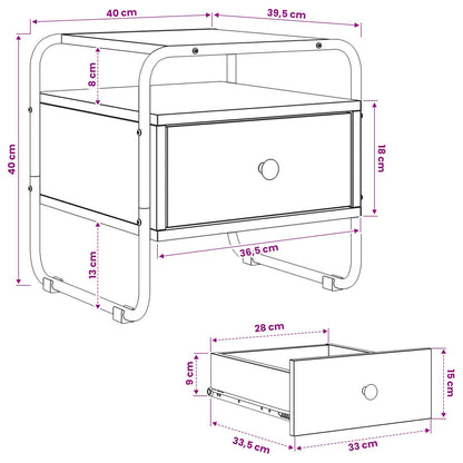 vidaXL Bedside Cabinet Grey Sonoma 40 x 39.5 x 40 cm Engineered Wood