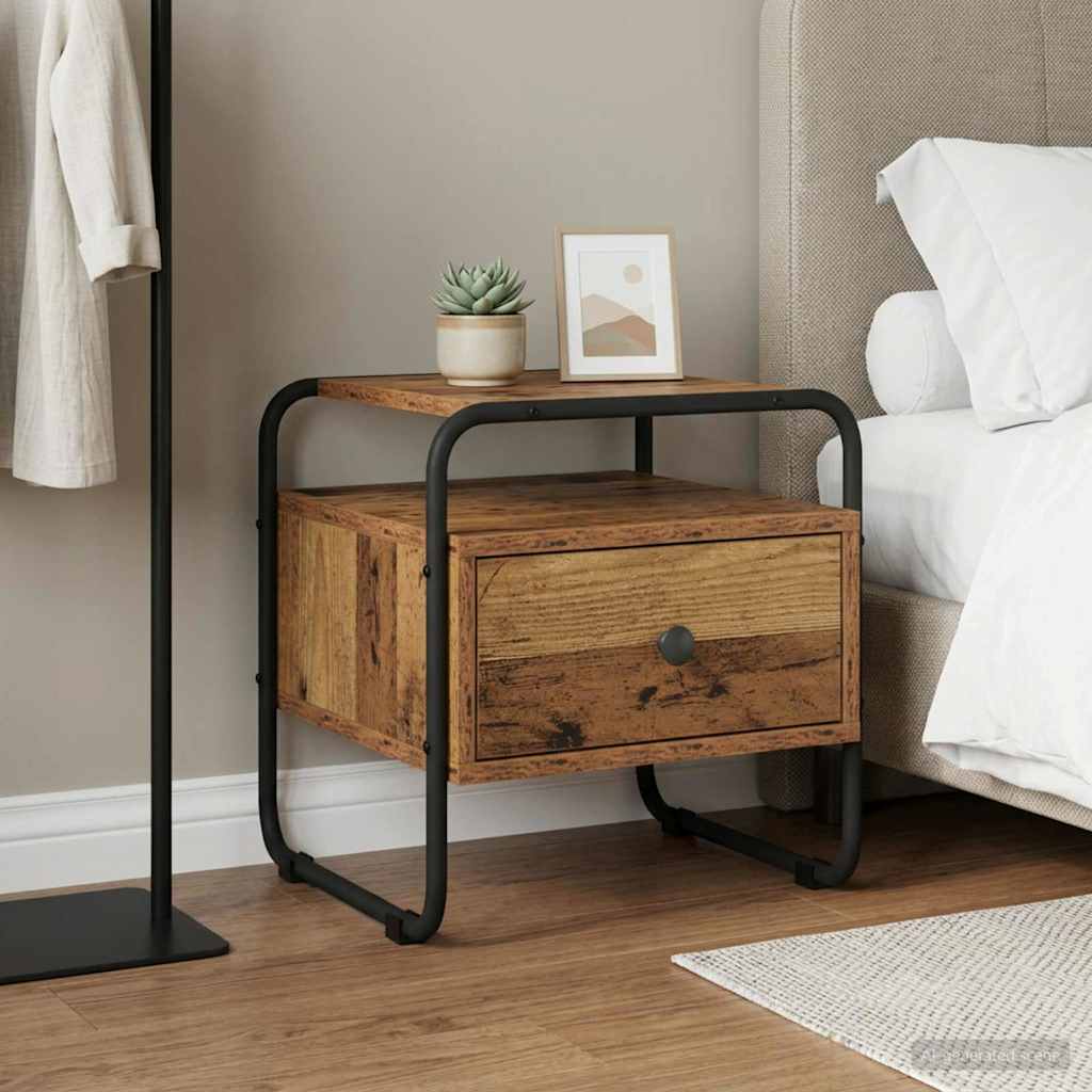 vidaXL Bedside Cabinet Old Wood 40 x 39.5 x 40 cm Engineered Wood