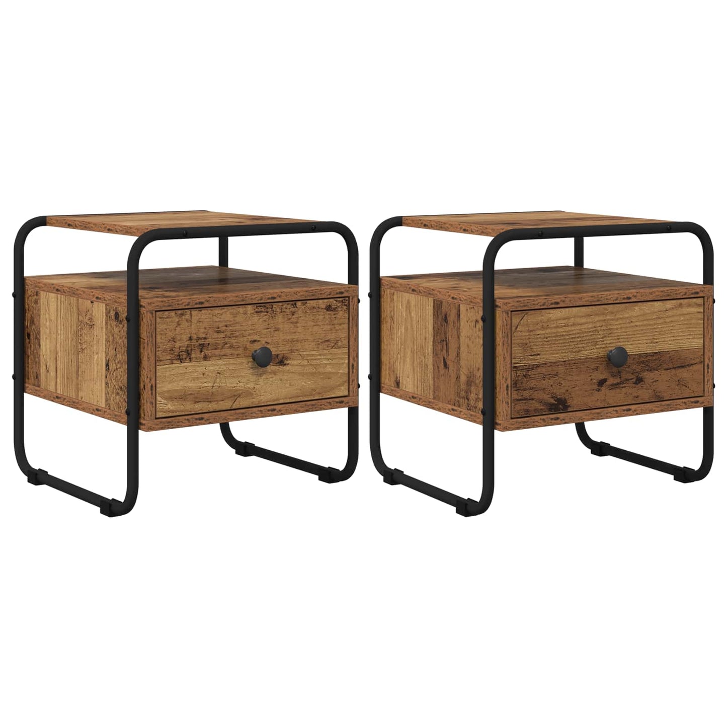 vidaXL Bedside Cabinet 2 pcs Old Wood 40 x 39.5 x 40 cm