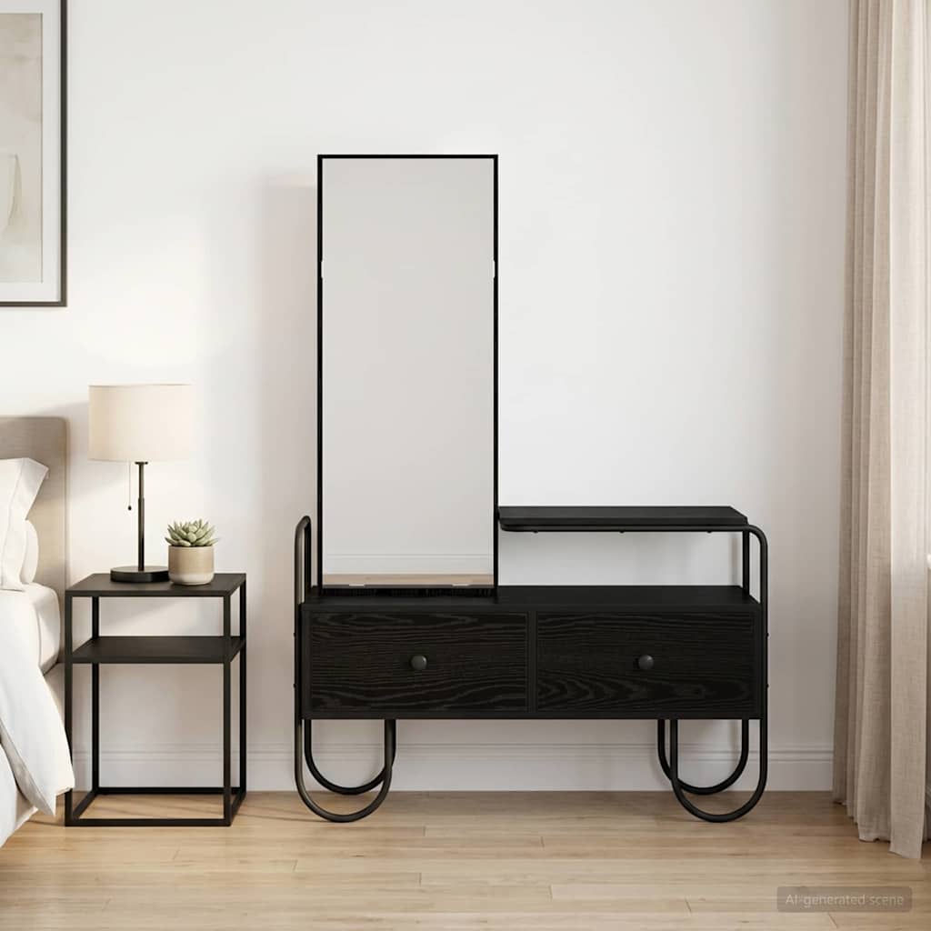 vidaXL Dressing Table Black Oak 100 x 36.5 x 136 cm Engineered Wood