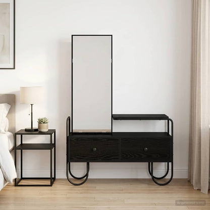 vidaXL Dressing Table Black Oak 100 x 36.5 x 136 cm Engineered Wood
