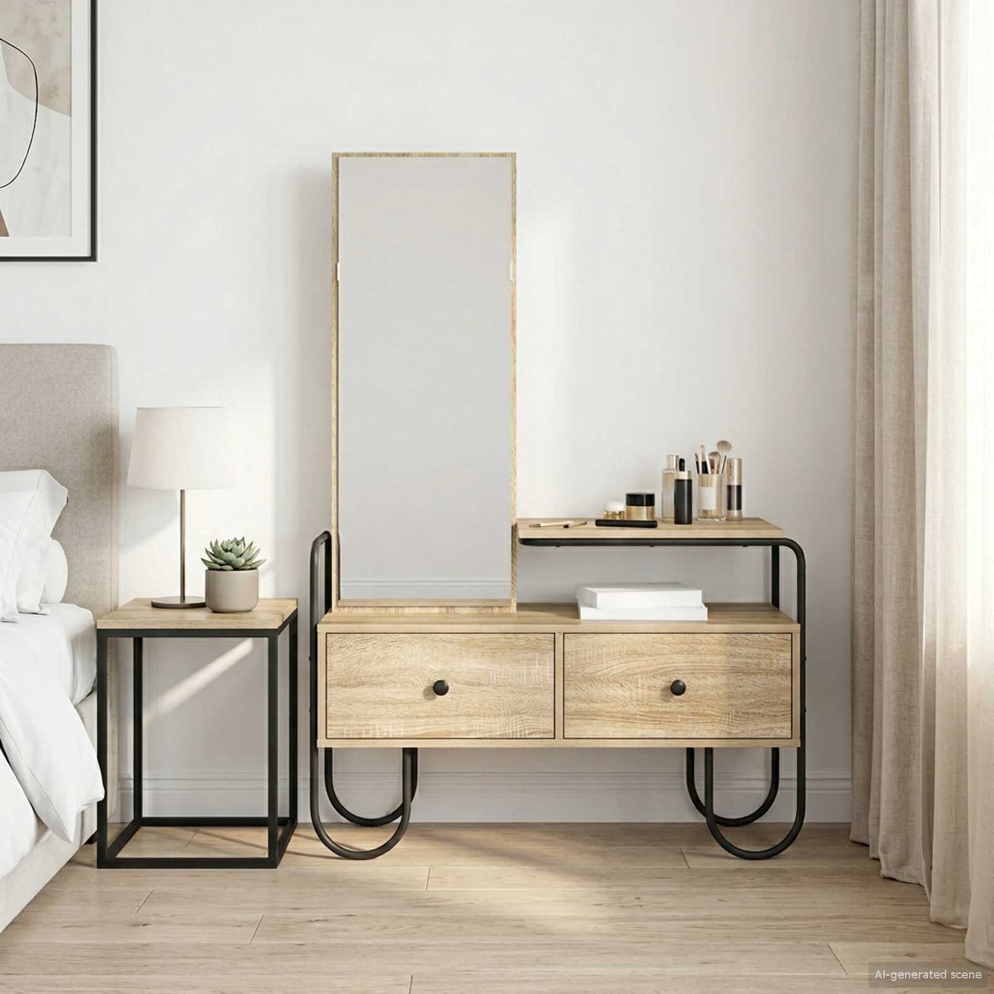 vidaXL Dressing Table Sonoma Oak 100 x 36.5 x 136 cm Engineered Wood