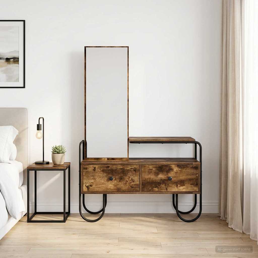 vidaXL Dressing Table Smoked Oak 100 x 36.5 x 136 cm Engineered Wood