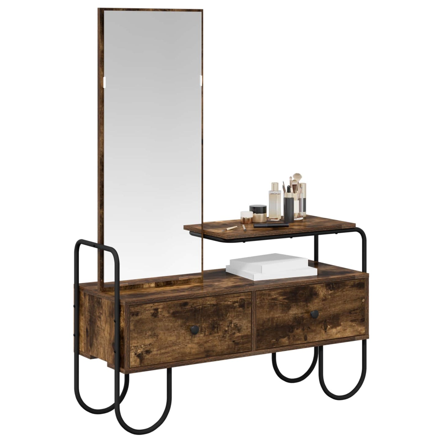 vidaXL Dressing Table Smoked Oak 100 x 36.5 x 136 cm Engineered Wood