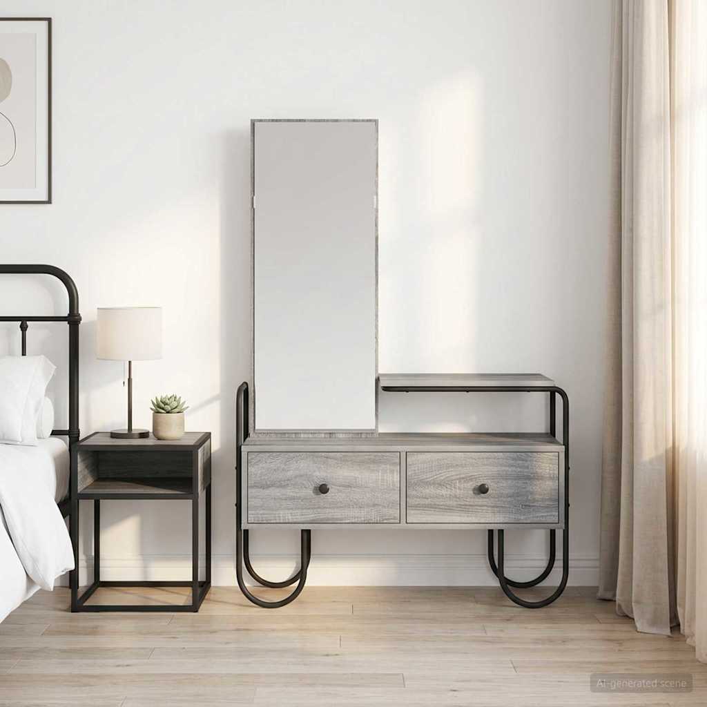 vidaXL Dressing Table Grey Sonoma 100 x 36.5 x 136 cm Engineered Wood