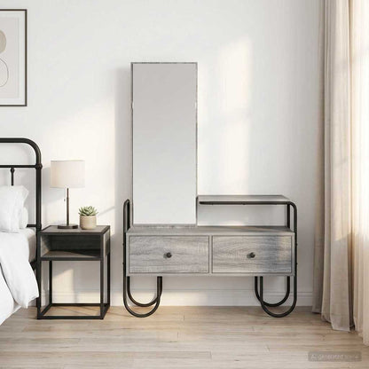 vidaXL Dressing Table Grey Sonoma 100 x 36.5 x 136 cm Engineered Wood