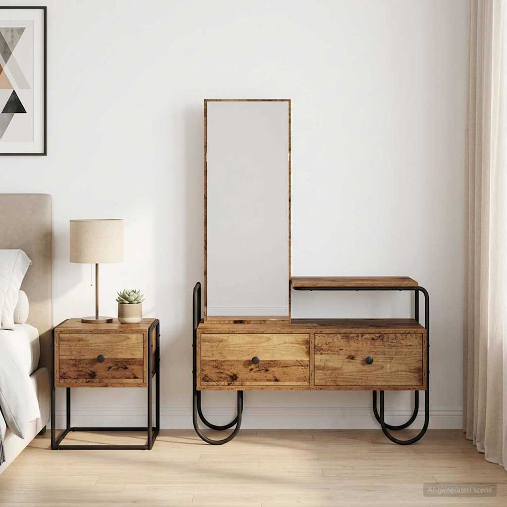 vidaXL Dressing Table Old Wood 100 x 36.5 x 136 cm Engineered Wood