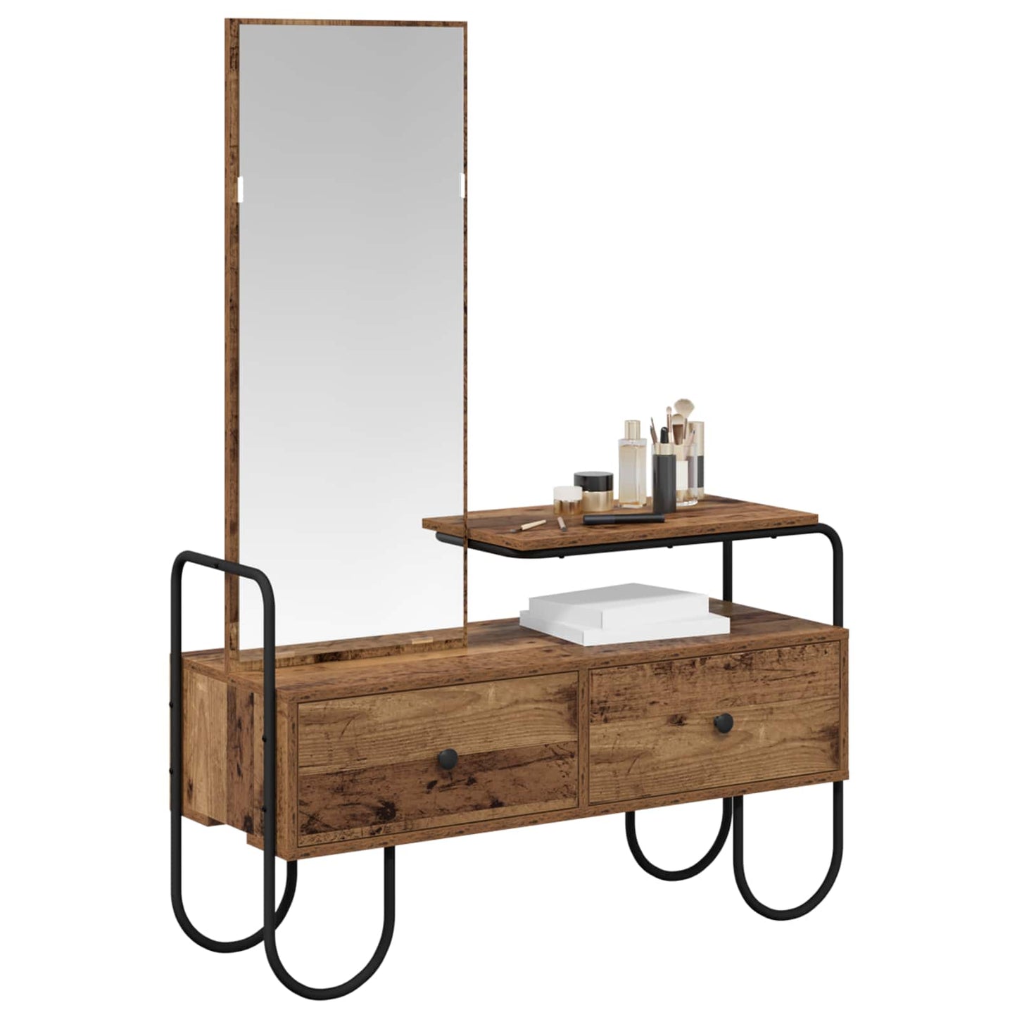 vidaXL Dressing Table Old Wood 100 x 36.5 x 136 cm Engineered Wood