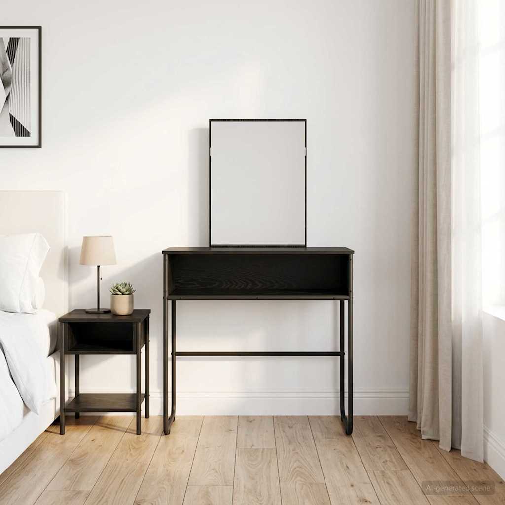 vidaXL Dressing Table Black Oak 81 x 40 x 131 cm Engineered Wood