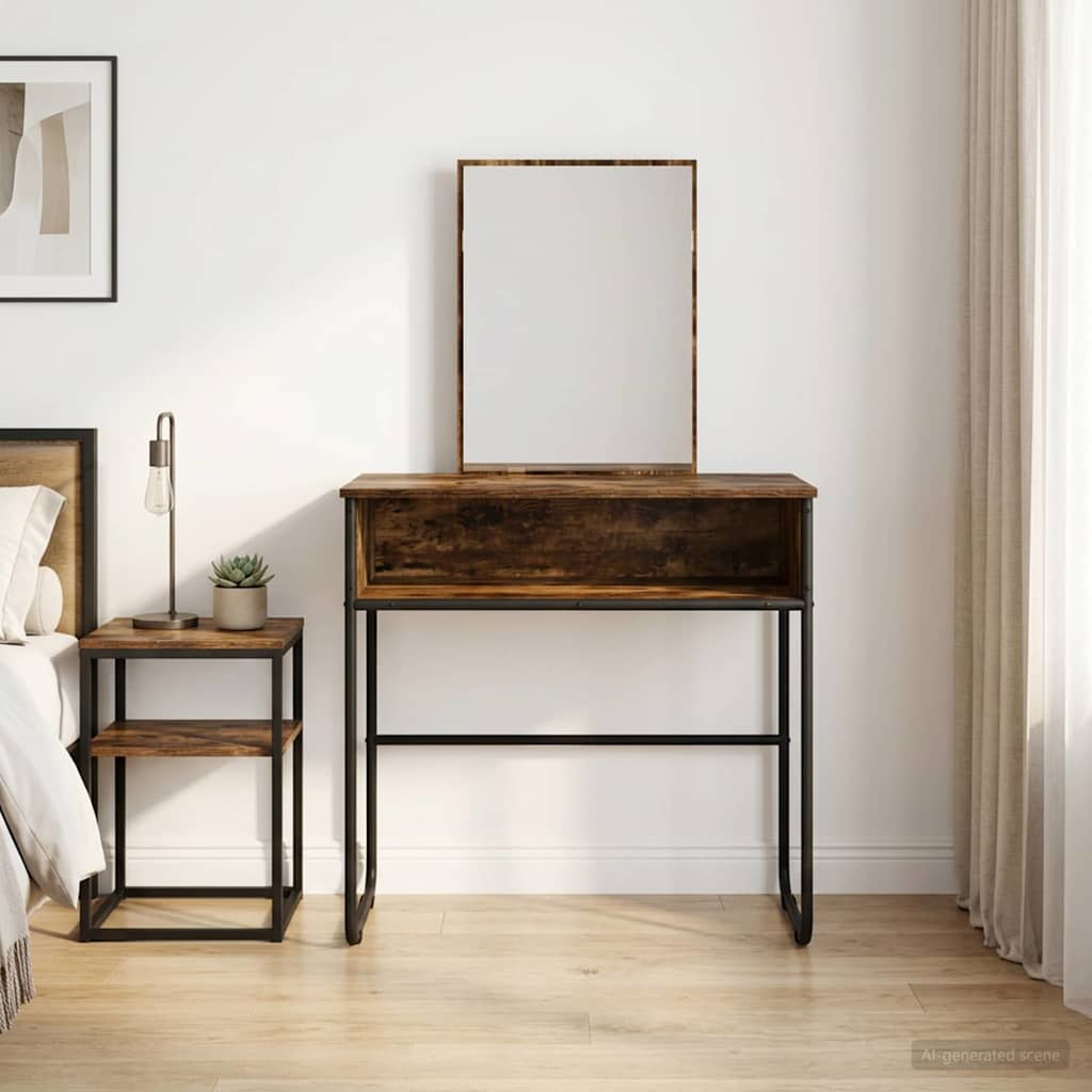 vidaXL Dressing Table Smoked Oak 81 x 40 x 131 cm Engineered Wood