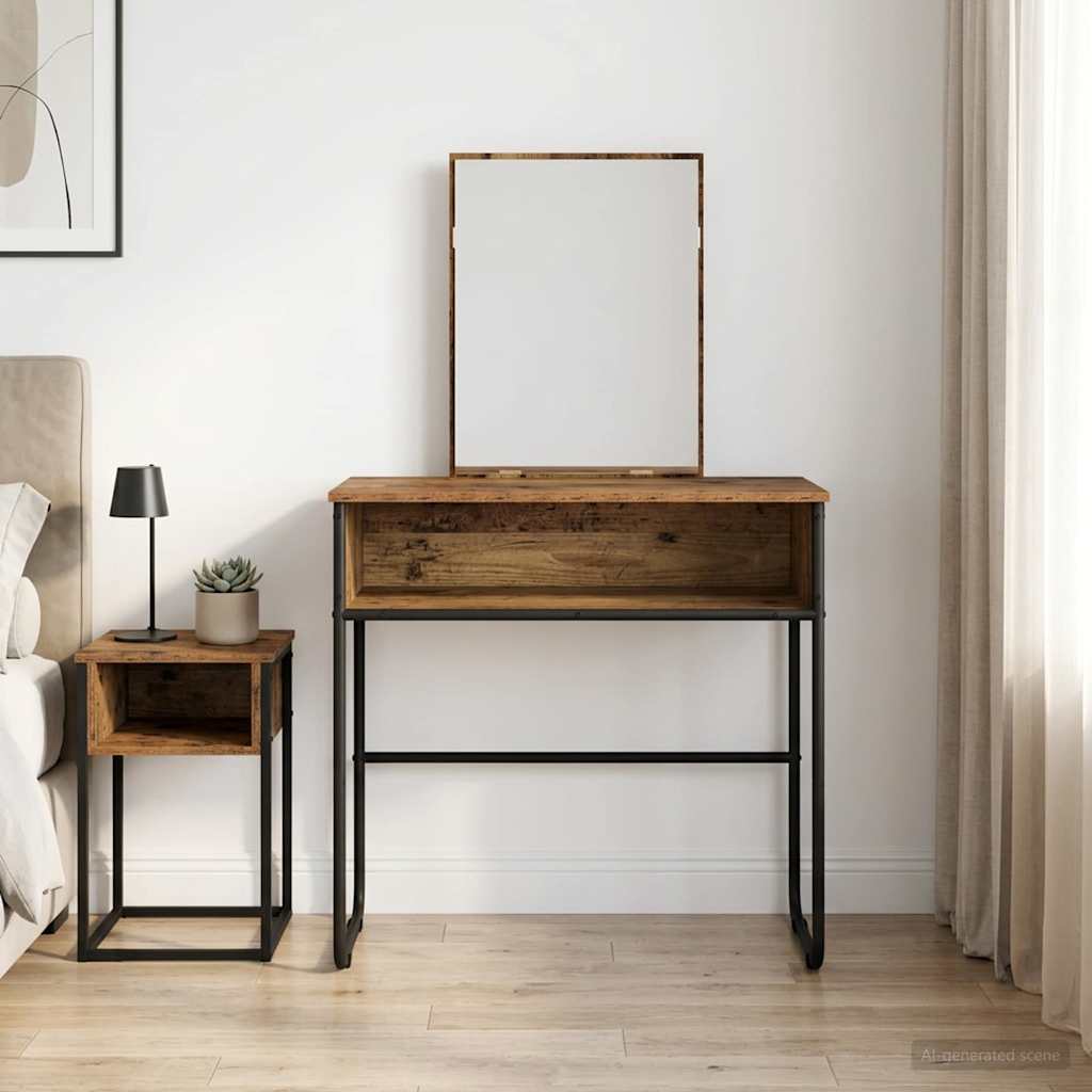 vidaXL Dressing Table Old Wood 81 x 40 x 131 cm Engineered Wood