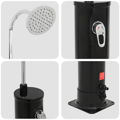 vidaXL Solar Shower with Shower Head PVC, ABS, Zinc Alloy Black