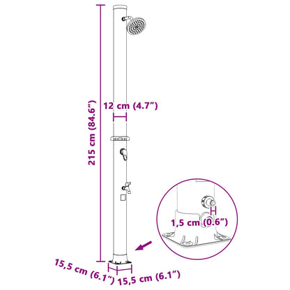 vidaXL Solar Shower with Shower Head and Faucet PVC, ABS, Zinc Alloy
