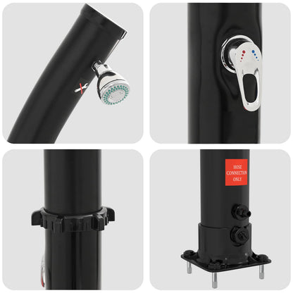 vidaXL Solar Shower with Shower Head PVC, ABS, Zinc Alloy Black