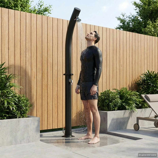 vidaXL Solar Shower with Shower Head 20 L PVC, ABS, Zinc Alloy Black