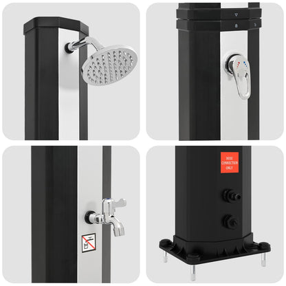 vidaXL Solar Shower with Shower Head and Faucet 40 L Black and Silver