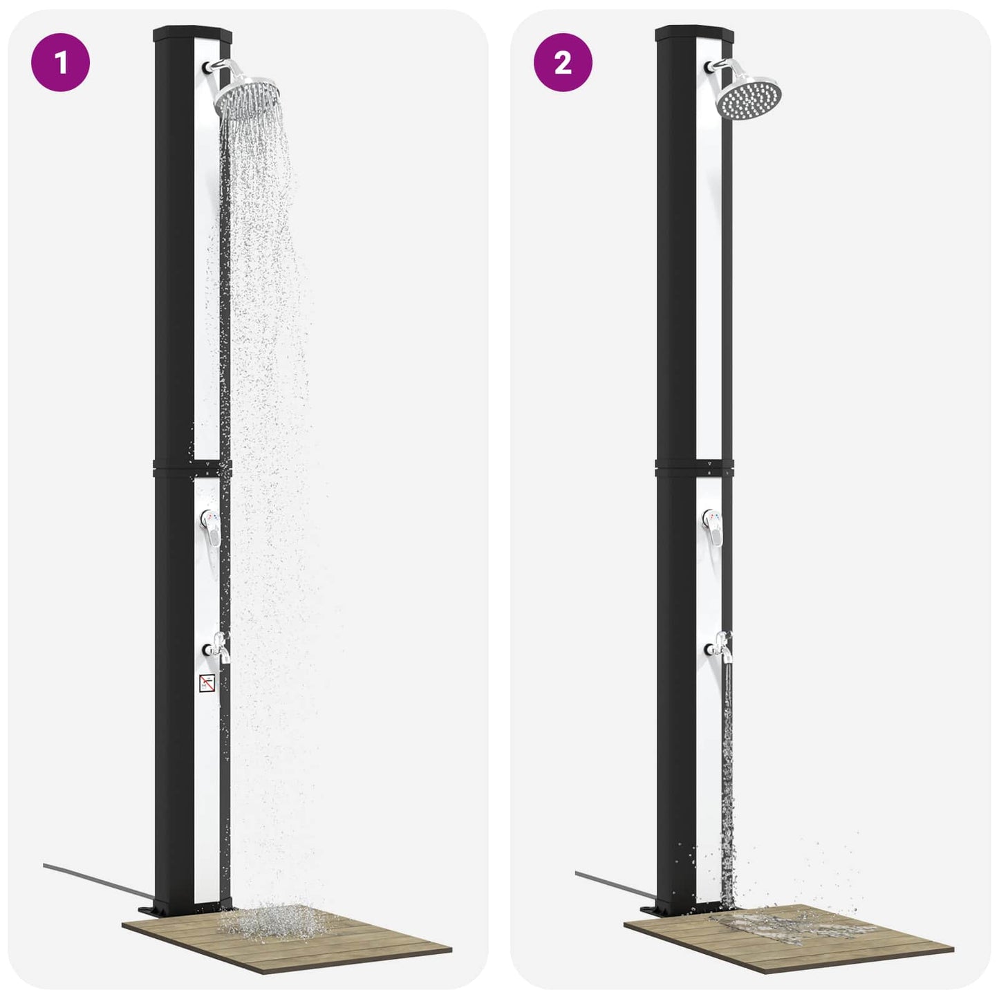 vidaXL Solar Shower with Shower Head and Faucet 40 L Black and Silver