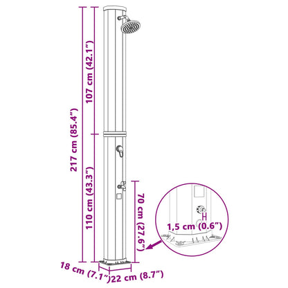 vidaXL Solar Shower with Shower Head and Faucet 40 L Black and Silver