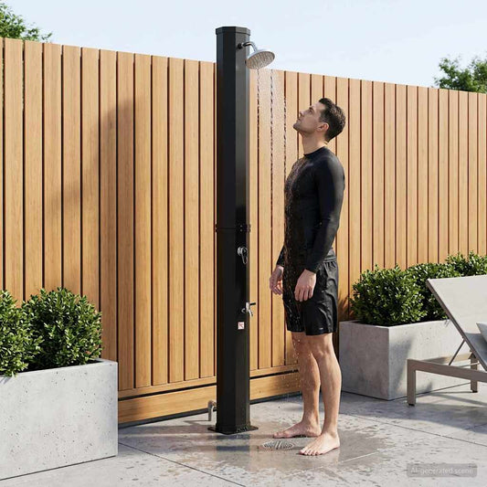 vidaXL Solar Shower with Shower Head and Faucet 40 L Black