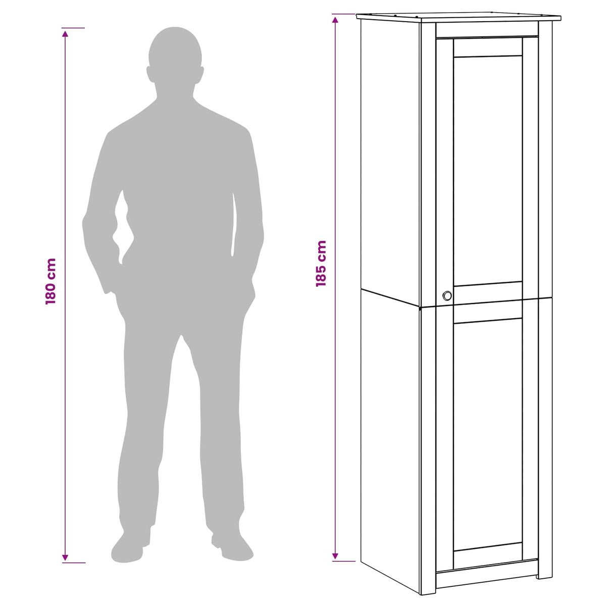 vidaXL Wardrobe PANAMA Honey 51 x 50 x 185 cm Solid Pine Wood