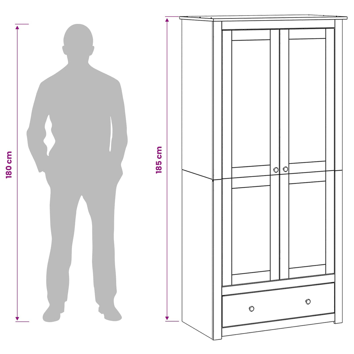 vidaXL Wardrobe PANAMA Honey 88.5 x 50 x 185 cm Solid Pine Wood