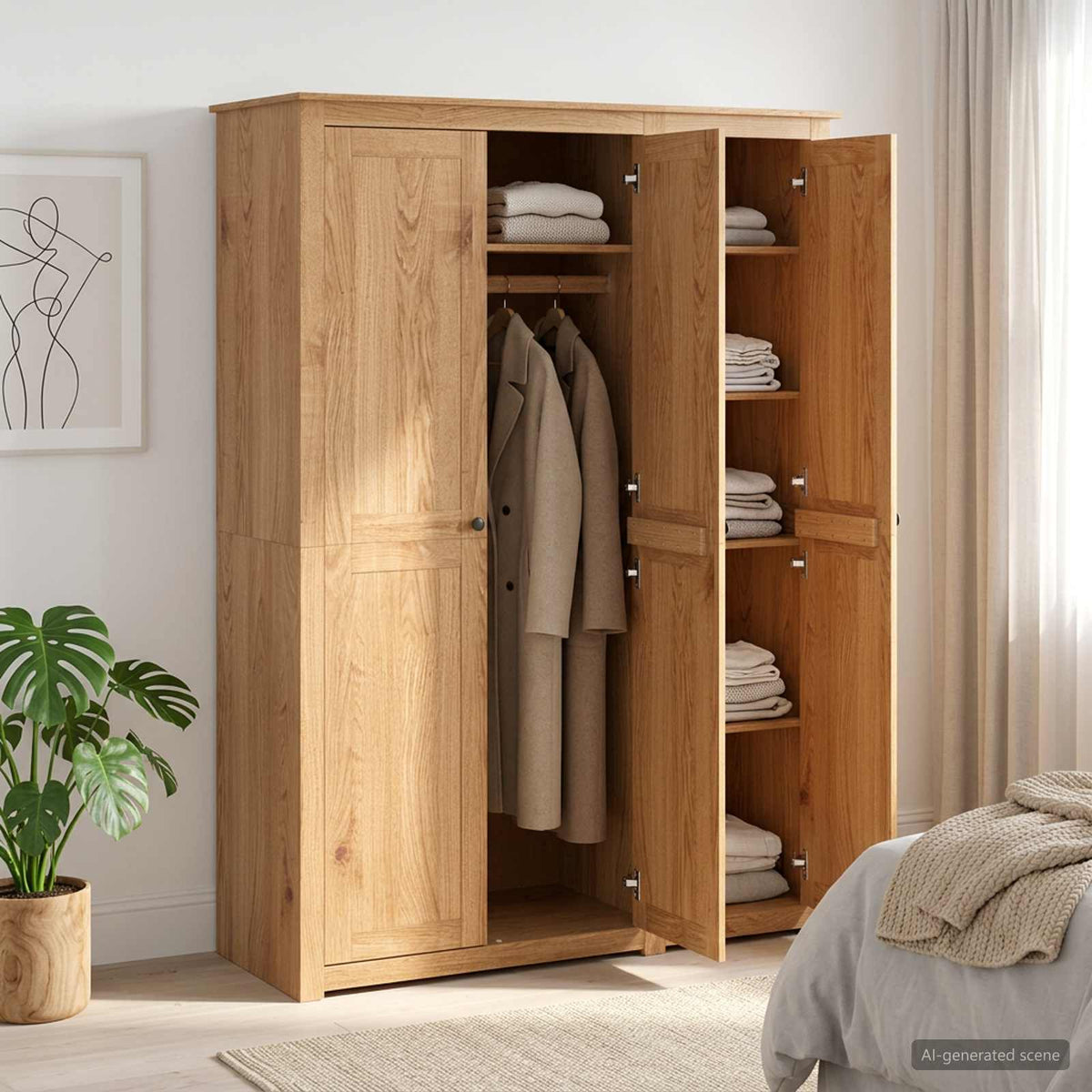 vidaXL Wardrobe PANAMA Honey 131.5 x 50 x 185 cm Solid Pine Wood