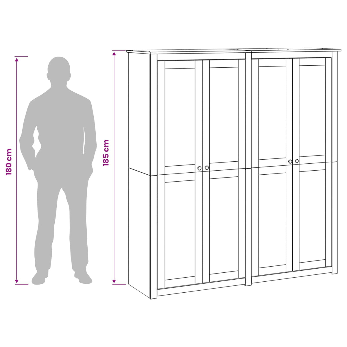 vidaXL Wardrobe PANAMA Honey 169 x 50 x 185 cm Solid Pine Wood