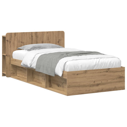 vidaXL Bed Frame with Storage Artisan Oak 75 x 190 cm Engineered Wood