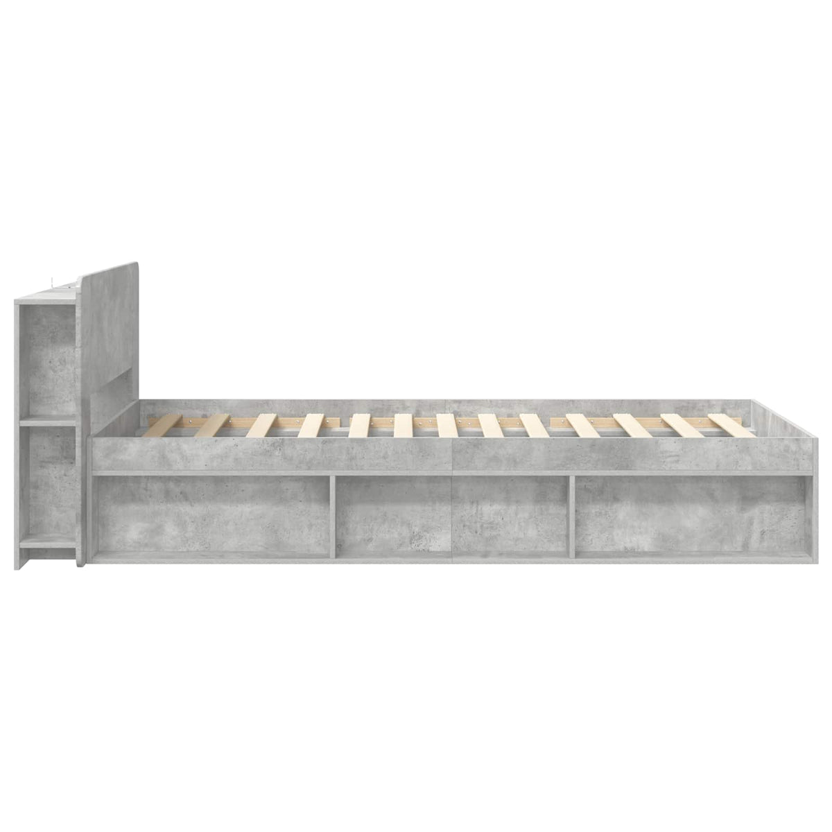 vidaXL Bed Frame with Storage with Headboard Concrete Grey 75 x 190 cm