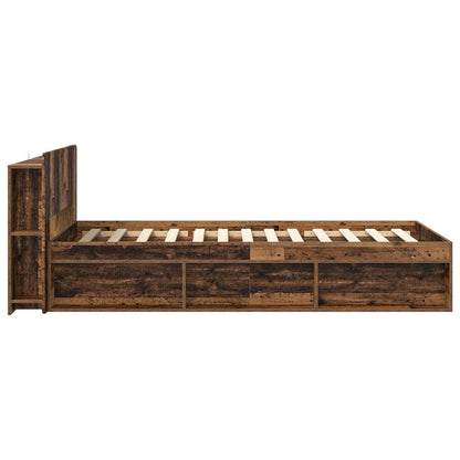 vidaXL Bed Frame with Storage Old Wood 75 x 190 cm Engineered Wood