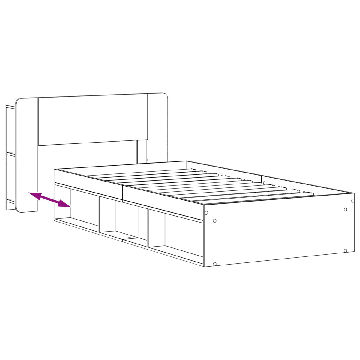 vidaXL Bed Frame with Storage Smoked Oak 75 x 190 cm Engineered Wood