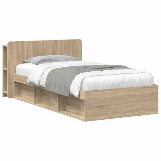 vidaXL Bed Frame with Storage Sonoma Oak 75 x 190 cm Engineered Wood