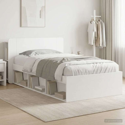 vidaXL Bed Frame with Storage White 75 x 190 cm Engineered Wood